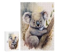 300 PCS Rompecabezas para Adultos Koala in Tree Watercolor Rompecabezas para Adultos Juegos Divertidos Alivia El Estrés Desafiante De Completar 300 PCS