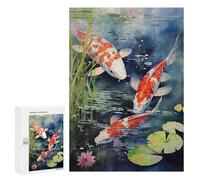 300 PCS Rompecabezas para Adultos Koi Fish Watercolor Rompecabezas para Adultos Juegos De Relajación Regalos para Mujeres Regalos De Cumpleaños 300 PCS