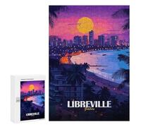 300 PCS Rompecabezas para Adultos Libreville Gabon Cityscape at Sunset Rompecabezas para Adultos Juguetes De Bricolaje Decoración del Hogar Difíciles Y Desafiantes 300 PCS