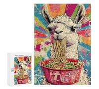 300 PCS Rompecabezas para Adultos Llama Eating Ramen Japan Retro Rompecabezas para Adultos Juego De Ingenio Pero Divertido Y Humorístico Actividades Divertidas En Casa, 300 PCS
