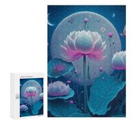 300 PCS Rompecabezas para Adultos Lotus Night Garden Rompecabezas Juguetes Antiestrés Regalos para Mujeres Difíciles Y Desafiantes 300 PCS