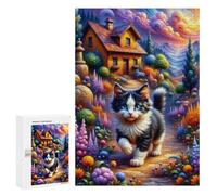 300 PCS Rompecabezas para Adultos Magical Fantasy Cat Garden Rompecabezas para Adultos Juguetes Antiestrés Pero Regalos Divertidos Y Humorísticos para Amigos Y Familiares 300 PCS