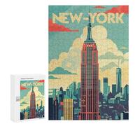 300 PCS Rompecabezas para Adultos Manhattan Retro Poster Rompecabezas para Adultos Juegos Familiares Regalos para Mujeres Interacción Entre Padres E Hijos 300 PCS
