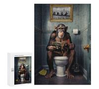 300 PCS Rompecabezas para Adultos Monkey on The Toilet Rompecabezas para Adultos Juguetes Antiestrés Una Obra De Arte Difícil Y Desafiante 300 PCS