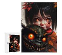 300 PCS Rompecabezas para Adultos Monster and Girl with Red Eyes Rompecabezas para Adultos Juguete Decoración De Pared Mejora Los Recuerdos Regalos para Amigos Y Familiares 300 PCS