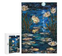 300 PCS Rompecabezas para Adultos Moonlit Lotus Pond Mosaic Rompecabezas para Adultos Juguetes De Bricolaje Decoración del Hogar Difíciles Y Desafiantes 300 PCS