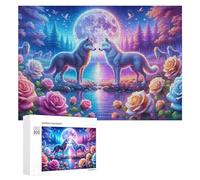 300 PCS Rompecabezas para Adultos Moonlit Wolf Encounter Rompecabezas para Adultos Juguete Decoración De Pared Pero Divertido Y Humorístico Desafiante De Completar 300 PCS