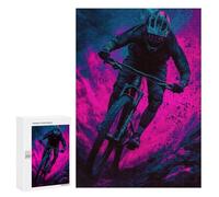 300 PCS Rompecabezas para Adultos Mountain Biker in Neon Glow Rompecabezas para Adultos Juguetes Antiestrés Una Obra De Arte Difícil Y Desafiante 300 PCS