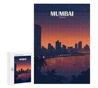 300 PCS Rompecabezas para Adultos Mumbai India Cityscape at Night Rompecabezas para Adultos Juegos Familiares Regalos para Mujeres Interacción Entre Padres E Hijos 300 PCS