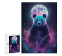 300 PCS Rompecabezas para Adultos Mystical Panda with Moon and Smoke Rompecabezas para Adultos Juegos Familiares Regalos para Mujeres Interacción Entre Padres E Hijos 300 PCS