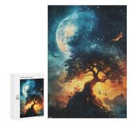 300 PCS Rompecabezas para Adultos Mystical Tree Under Moon Rompecabezas para Adultos Juegos Divertidos Vacaciones En Casa Matar El Tiempo Regalos De Cumpleaños Y Únicos 300 PCS