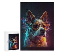 300 PCS Rompecabezas para Adultos Neon Energetic Dog Portrait Rompecabezas para Adultos Juegos Relajantes Corte De Precisión Cumpleaños Y Navidad 300 PCS