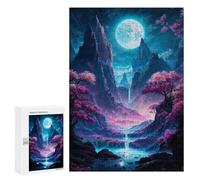 300 PCS Rompecabezas para Adultos Neon Full Moon Valley Juego Familiar De Rompecabezas Análisis Y Lógica Interacción Entre Padres E Hijos 300 PCS