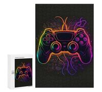 300 PCS Rompecabezas para Adultos Neon Gaming Controller Art Rompecabezas para Adultos Juguete Decoración De Pared Mejora Los Recuerdos Regalos para Amigos Y Familiares 300 PCS