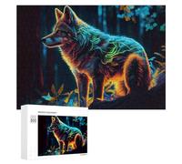 300 PCS Rompecabezas para Adultos Neon Wolf in Enchanted Forest -1 Rompecabezas para Adultos Juguetes Antiestrés Decoración del Hogar Cumpleaños Y Navidad 300 PCS