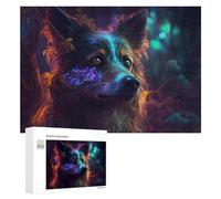 300 PCS Rompecabezas para Adultos Neon Wolf in Enchanted Forest Rompecabezas Juguetes Antiestrés Regalos para Mujeres Difíciles Y Desafiantes 300 PCS