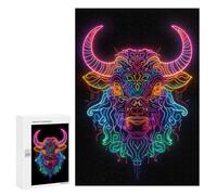 300 PCS Rompecabezas para Adultos Neon Yak Animal Rompecabezas para Adultos Juegos Divertidos Alivia El Estrés Desafiante De Completar 300 PCS
