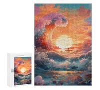 300 PCS Rompecabezas para Adultos Ocean Wave Sunset Boat Rompecabezas para Adolescentes Mejora La Memoria Difícil Y Desafiante 300 PCS