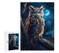 300 PCS Rompecabezas para Adultos Owl in The Woods at Night Rompecabezas para Adultos Juegos Relajantes Corte De Precisión Cumpleaños Y Navidad 300 PCS