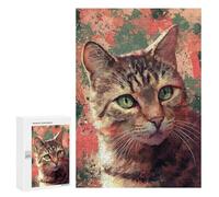 300 PCS Rompecabezas para Adultos Painted Tabby Cat Portrait Rompecabezas para Adultos Juguetes De Bricolaje Decoración del Hogar Difíciles Y Desafiantes 300 PCS