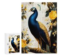 300 PCS Rompecabezas para Adultos Peacock and Yellow Flowers Illustration Juego Familiar De Rompecabezas Análisis Y Lógica Interacción Entre Padres E Hijos 300 PCS