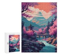 300 PCS Rompecabezas para Adultos Pink Cherry Blossom Lake Rompecabezas para Adultos Juguetes Antiestrés Una Obra De Arte Difícil Y Desafiante 300 PCS
