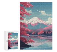 300 PCS Rompecabezas para Adultos Pink Mount Fuji Sakura Rompecabezas para Adultos Juegos Divertidos Alivia El Estrés Desafiante De Completar 300 PCS