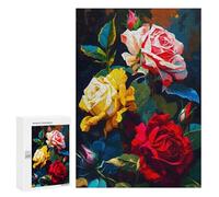 300 PCS Rompecabezas para Adultos Pink Red Yellow Roses Rompecabezas para Adultos Juegos Relajantes Corte De Precisión Cumpleaños Y Navidad 300 PCS