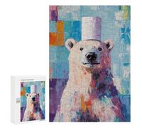300 PCS Rompecabezas para Adultos Polar Bear in A Top Hat Rompecabezas para Adultos Juguetes Antiestrés Una Obra De Arte Difícil Y Desafiante 300 PCS