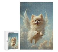 300 PCS Rompecabezas para Adultos Pomeranian with Angel Wings Small Dog Tribute Angel Dog Rompecabezas para Adultos Juguetes Antiestrés Una Obra De Arte Difícil Y Desafiante 300 PCS