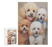 300 PCS Rompecabezas para Adultos Poodle Family Sketch Rompecabezas para Adultos Juguetes Antiestrés Una Obra De Arte Difícil Y Desafiante 300 PCS