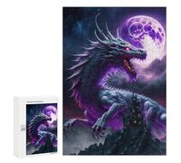 300 PCS Rompecabezas para Adultos Purple Dragon Castle Moon Rompecabezas para Adultos Juguetes Antiestrés Decoración del Hogar Cumpleaños Y Navidad 300 PCS