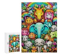 300 PCS Rompecabezas para Adultos Rainbow Animal Parade Rompecabezas para Adultos Juegos De Relajación Regalo De Cumpleaños Cumpleaños Y Navidad 300 PCS