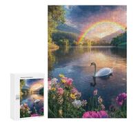 300 PCS Rompecabezas para Adultos Rainbow Lake with Swan Rompecabezas para Adultos Juguetes De Bricolaje Corte De Precisión Cumpleaños Y Navidad 300 PCS