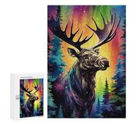 300 PCS Rompecabezas para Adultos Rainbow Moose in Forest Rompecabezas para Adultos Juguete Decoración De Pared Pero Divertido Y Humorístico Desafiante De Completar 300 PCS