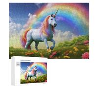 300 PCS Rompecabezas para Adultos Rainbow Unicorn in Fantasy Field Rompecabezas Juguetes Antiestrés Regalos para Mujeres Difíciles Y Desafiantes 300 PCS