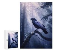 300 PCS Rompecabezas para Adultos Raven Crow in Misty Forest Rompecabezas para Adultos Juguetes De Bricolaje Análisis Y Lógica Cumpleaños Y Navidad 300 PCS