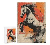 300 PCS Rompecabezas para Adultos Rearing Horse Abstract Art Rompecabezas para Adultos Juego De Ingenio Pero Divertido Y Humorístico Actividades Divertidas En Casa, 300 PCS