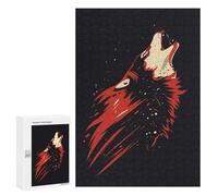 300 PCS Rompecabezas para Adultos Red Wolf Howling at Night Rompecabezas para Adultos Juguete Decoración De Pared Arte De Pared Desafiante De Completar 300 PCS
