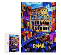 300 PCS Rompecabezas para Adultos Rome Colosseum Colors - Vibrant Geometric Cityscape Juego Familiar De Rompecabezas Análisis Y Lógica Interacción Entre Padres E Hijos 300 PCS
