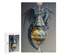 300 PCS Rompecabezas para Adultos Rompecabezas Blue Dragon with Golden and Silver Trees Rompecabezas para Adultos Juguetes Antiestrés Juego Difícil Y Desafiante Regalos 300 PCS