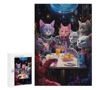 300 PCS Rompecabezas para Adultos Rompecabezas Cats in Space A Cosmic Gathering Rompecabezas Juegos Relajantes Una Obra De Arte Cumpleaños 300 PCS