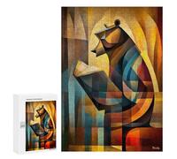 300 PCS Rompecabezas para Adultos Rompecabezas Charming Bear - Cubist Reader in Deep Thought Rompecabezas para Adultos Juguetes Antiestrés Juego Difícil Y Desafiante Regalos 300 PCS
