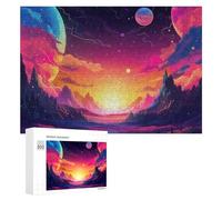 300 PCS Rompecabezas para Adultos Rompecabezas Colorful Fantasy Landscape with Planets Rompecabezas Juegos Relajantes Una Obra De Arte Cumpleaños 300 PCS