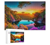 300 PCS Rompecabezas para Adultos Rompecabezas Enchanted Sunset in The Tropical Rainforest Rompecabezas Juegos Relajantes Una Obra De Arte Cumpleaños 300 PCS