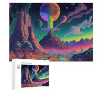 300 PCS Rompecabezas para Adultos Rompecabezas Fantasy Alien Landscape with Rainbow Planet Rompecabezas Juegos Relajantes Una Obra De Arte Cumpleaños 300 PCS