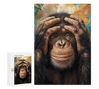 300 PCS Rompecabezas para Adultos Rompecabezas Funny Chimpanzee Portrait Rompecabezas para Adultos Juguetes Antiestrés Juego Difícil Y Desafiante Regalos 300 PCS