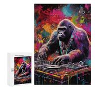 300 PCS Rompecabezas para Adultos Rompecabezas Gorilla DJ in Colorful Art Rompecabezas Juegos Relajantes Una Obra De Arte Cumpleaños 300 PCS