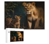 300 PCS Rompecabezas para Adultos Rompecabezas Lioness and Cubs in The Wild Rompecabezas Juegos Relajantes Una Obra De Arte Cumpleaños 300 PCS