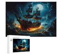 300 PCS Rompecabezas para Adultos Rompecabezas Pirate Ship in Stormy Sea Rompecabezas Juegos Relajantes Una Obra De Arte Cumpleaños 300 PCS